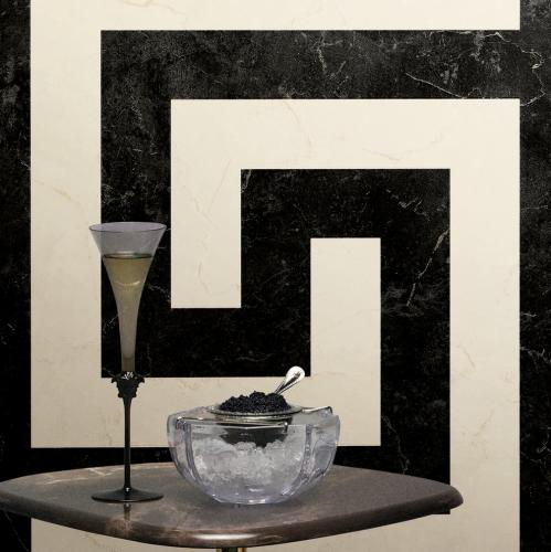 Versace Schwarz/Weiß Griechischer Schlüssel Moderne Designer-Tapete für Wohnkultur von Luxury Group International