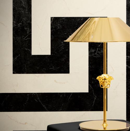 Versace Schwarz/Weiß Griechischer Schlüssel Moderne Designer-Tapete für Wohnkultur von Luxury Group International