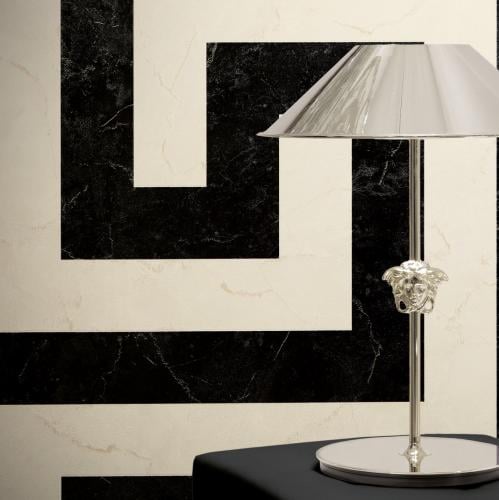 Versace Black & White Greek Key Modern Designer Wallpaper for Home Decor by Luxury Group International