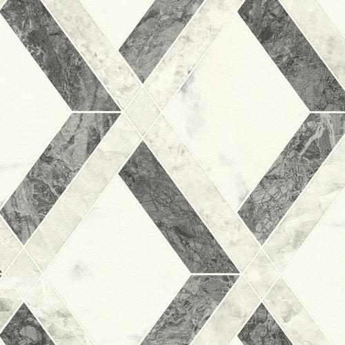 Versace Black White Non-woven Tarsia Pattern Designer Wallpaper by Luxury Group International
