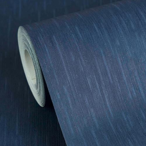 Papier peint intissé brillant texturé uni métallique bleu Versace par Luxury Group International