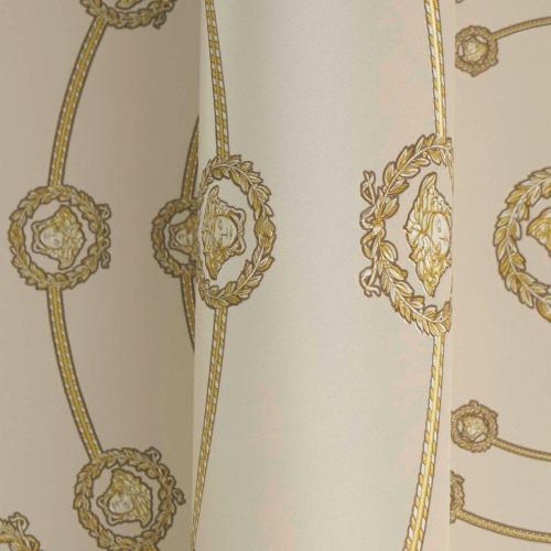 Versace Cream Gold Circular Medusa Ornaments Non Woven Wallpaper by Luxury Group International