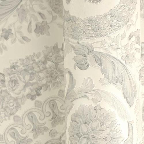 Versace Creme Grau Barock Heritage Print Designer Tapete von Luxury Group International