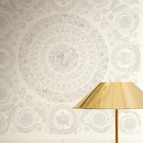 Versace Creme Grau Barock Heritage Print Designer Tapete von Luxury Group International