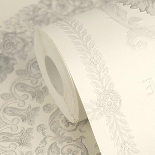 Versace Creme Grau Barock Heritage Print Designer Tapete von Luxury Group International