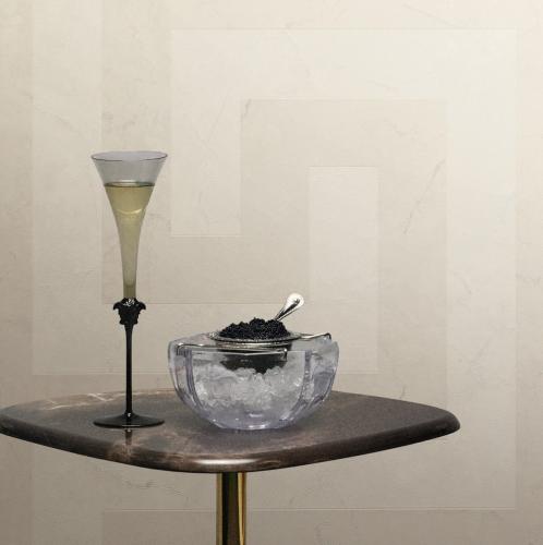 Versace Cream/Grey Greek Key Motif Geometric Design Modern Wallpaper by Luxury Group International