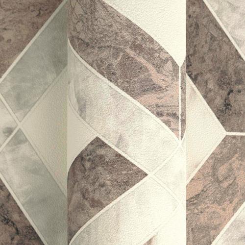 Papier peint design Versace géométrique non tissé blanc marron par Luxury Group International