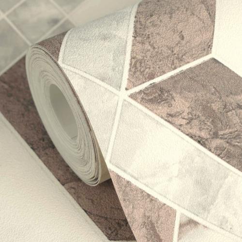 Papier peint design Versace géométrique non tissé blanc marron par Luxury Group International