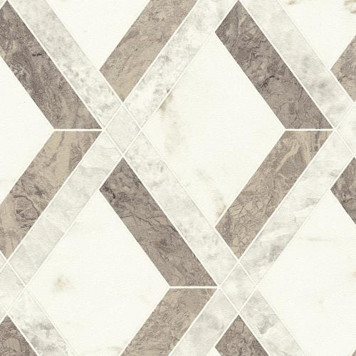 Papier peint design Versace géométrique non tissé blanc marron par Luxury Group International