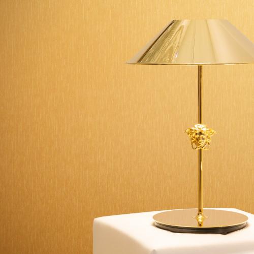 Versace Glossy Yellow Non-Woven Plain Designer Wallpaper by Luxury Group International