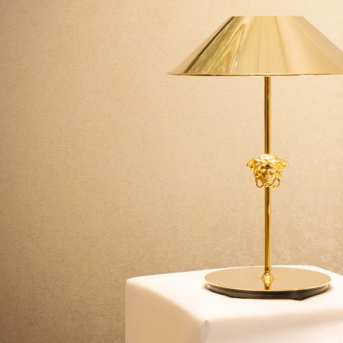 Versace Golden Metallic Plain Textured Glossy Designer Wallpaper by Luxury Group International