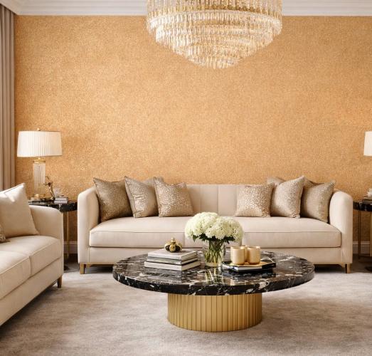 Papier peint design Versace doré métallique uni texturé brillant par Luxury Group International