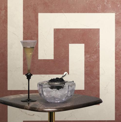 Versace Greek Key Design Modern Wallpaper in Rust Brown & Cream by Luxury Group International