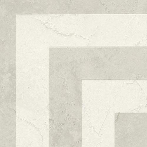 Versace Greek Key Pattern Modern Beige/White Designer Wallpaper Detail View by Luxury Group International