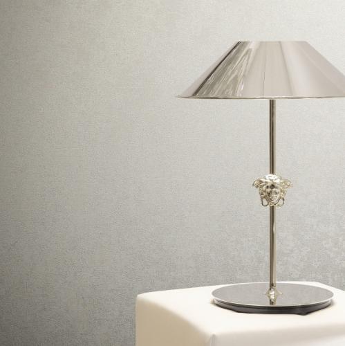 Versace Grey Silver Metallic Plain Textured Glossy Designer Wallpaper by Luxury Group International
