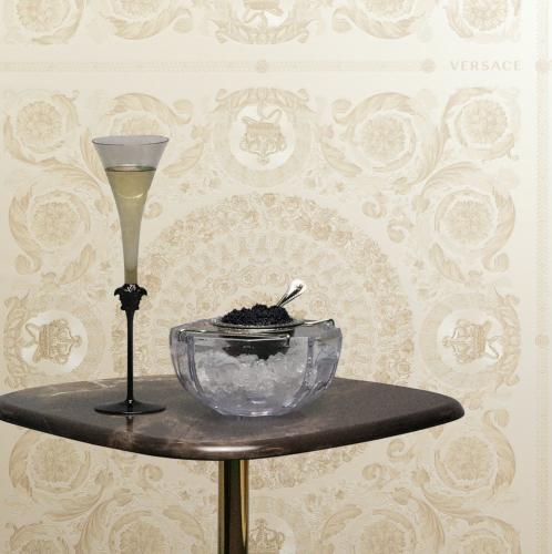Versace Heritage Print Beige/Gold Barock Floral Vliestapete von Luxury Group International