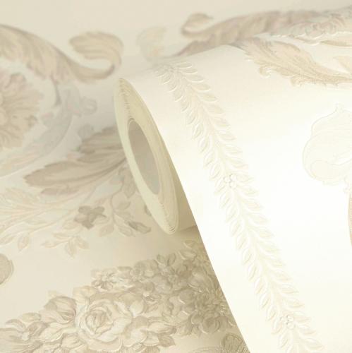 Versace Heritage Print Beige/Gold Barock Floral Vliestapete von Luxury Group International