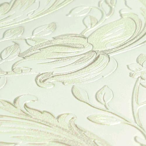 Versace Cream & Beige Baroque Ornate Floral Motif Glossy Designer Wallpaper by Luxury Group International