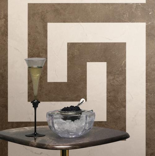 Versace Greek Key Design Modern Wallpaper in Deep Brown & Off-White by Luxury Group International