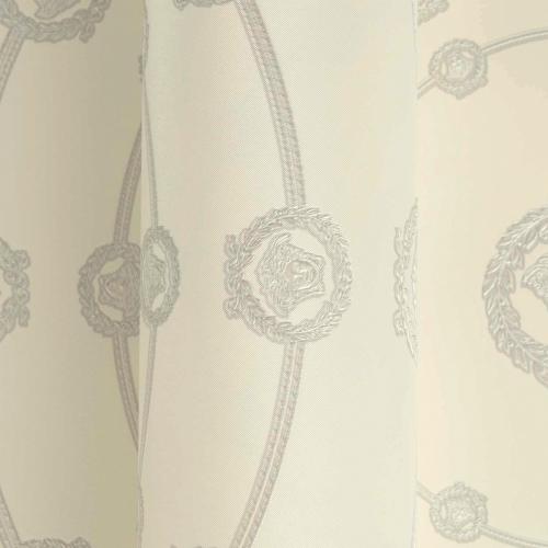 Versace White Grey Circular Medusa Ornaments Non Woven Designer Wallpaper by Luxury Group International