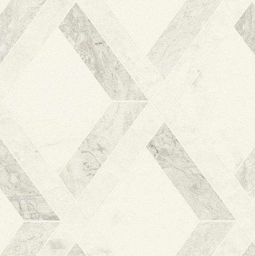 Versace White Grey Tarsia Graphics Design Modern Non-Woven Wallpaper by Luxury Group International