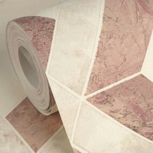 Papier peint design non tissé Versace motif Tarsia blanc rose par Luxury Group International