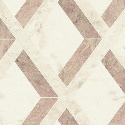 Papier peint design non tissé Versace motif Tarsia blanc rose par Luxury Group International