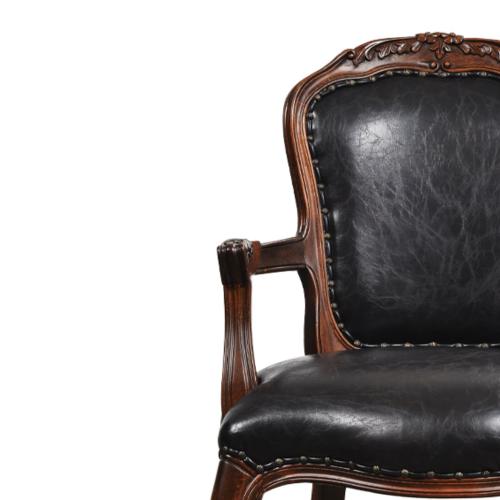 Vintage Baroque Luxury Dining Armchair with Leather Upholstery - Dining Room Furniture Detail View by Luxury Group International