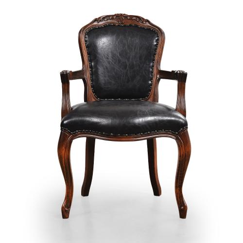 Vintage Baroque Luxury Dining Armchair with Leather Upholstery - Dining Room Furniture Front View by Luxury Group International