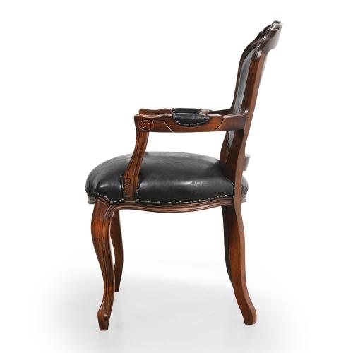 Vintage Baroque Luxury Dining Armchair with Leather Upholstery - Dining Room Furniture Side View by Luxury Group International