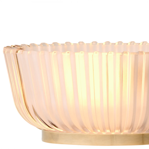 Vintage brass finish luxury modern ceiling light with two ribbed glass bowl by Luxury Group International