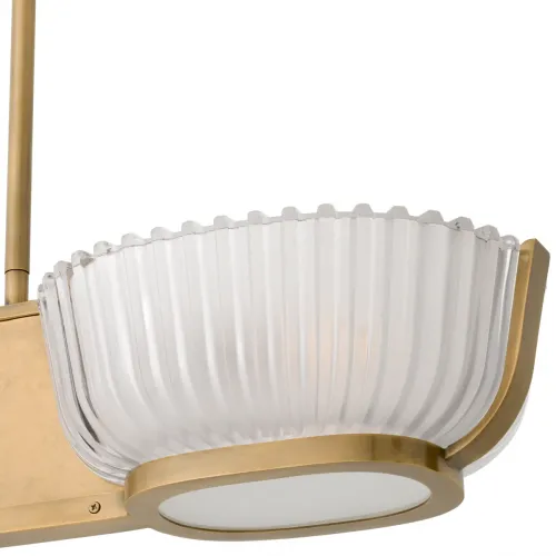 Vintage brass finish luxury modern ceiling light with two ribbed glass bowl by Luxury Group International