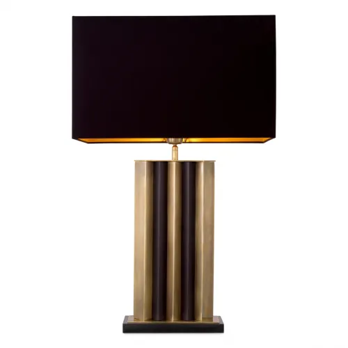 Lampada da tavolo moderna di lusso vintage in ottone dorato e nero di Luxury Group International