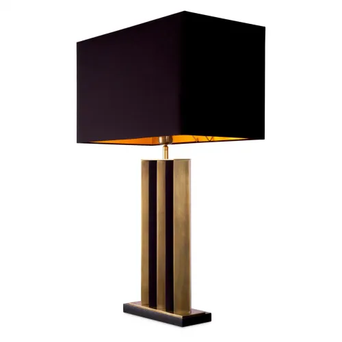 Lampada da tavolo moderna di lusso vintage in ottone dorato e nero di Luxury Group International