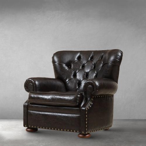 Vintage Chesterfield Luxury Leather Sofa with Deep Tufted Upholstery - Living Room Furniture Front View by Luxury Group International