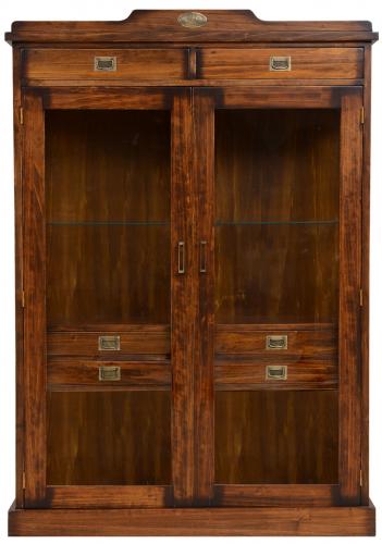 Vintage Style Luxury Display Cabinet with Glass Doors & Interior Drawer Storage - Vintage Style Furniture Front View by Luxury Group International
