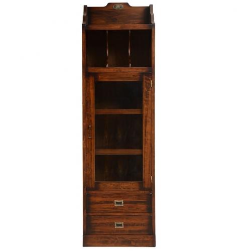 Vintage Style Luxury Glass Cabinet with Open Upper Shelving & Base Drawers - Vintage Style Furniture Front View by Luxury Group International