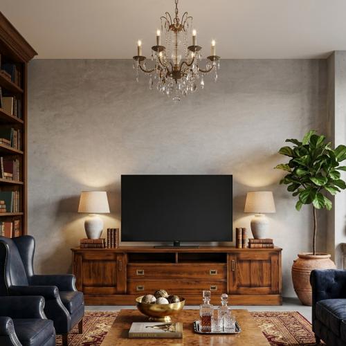 Mobile TV di Lusso in Stile Vintage con Scomparti Multi-Storage - Mobili in Stile Vintage Vista lifestyle di Luxury Group International