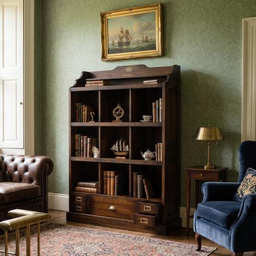 Vintage Style Luxury Wooden Shelve Cabinet with Multi-Compartment Display Storage - Vintage Furniture Lifestyle View by Luxury Group International