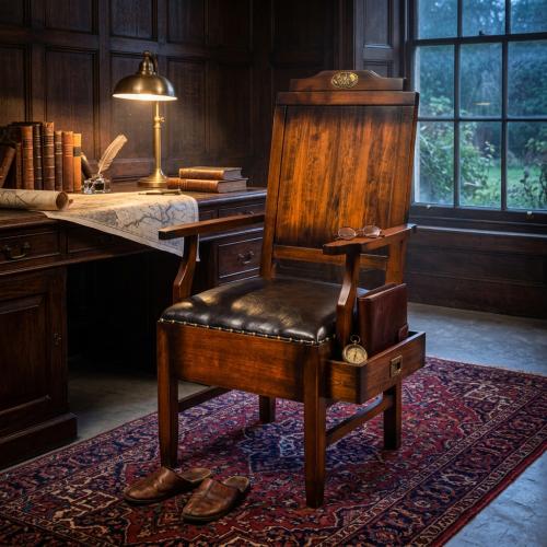Vintage Wooden Luxury Dining Armchair with Leather Seat & Integrated Drawer - Dining Room Furniture Lifestyle View by Luxury Group International