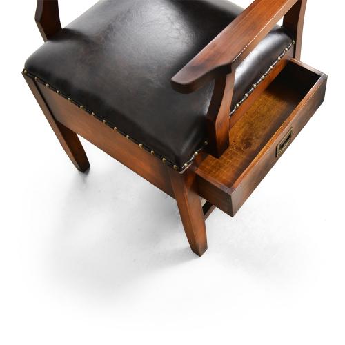 Vintage Wooden Luxury Dining Armchair with Leather Seat & Integrated Drawer - Dining Room Furniture Detail View by Luxury Group International