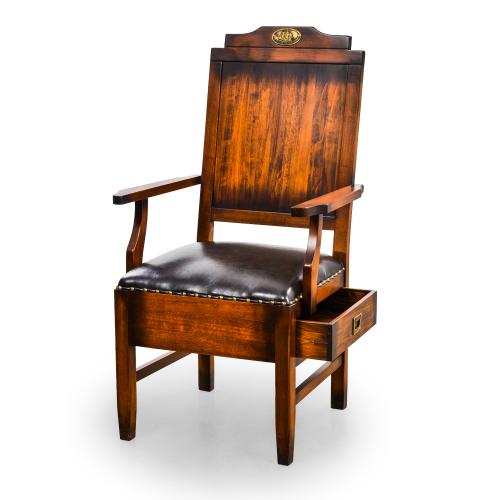 Vintage Wooden Luxury Dining Armchair with Leather Seat & Integrated Drawer - Dining Room Furniture Front View by Luxury Group International