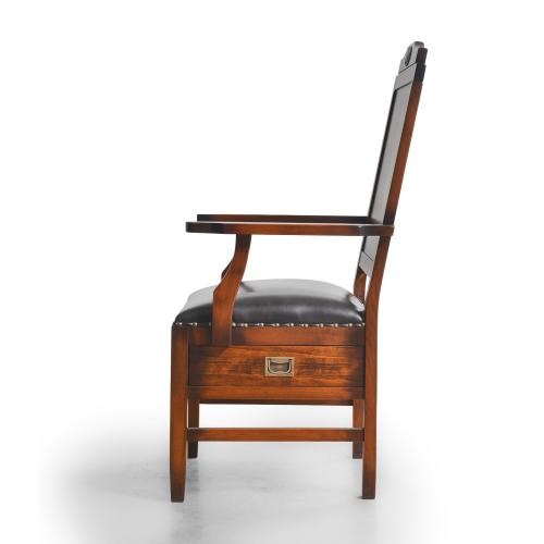 Vintage Wooden Luxury Dining Armchair with Leather Seat & Integrated Drawer - Dining Room Furniture Side View by Luxury Group International