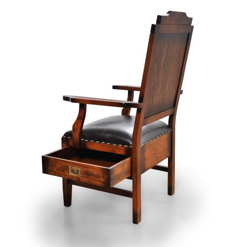 Vintage Wooden Luxury Dining Armchair with Leather Seat & Integrated Drawer - Dining Room Furniture Side View by Luxury Group International