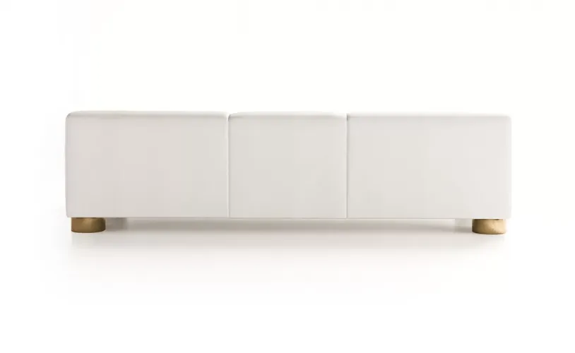 White 3 Seater Matte Finish Luxury Sofa with Brass Detailing – Luxury Hotel Furniture – Hotel Sofa by Luxury Group International