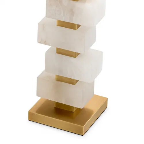 White alabaster Elegant Modern Table Lamp in Gold Antique Brass Finish by Luxury Group International