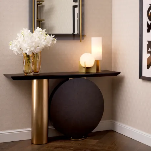 White Alabaster Shade Antique Brass Finish Table Lamp with Geometric Golden Base by Luxury Group International