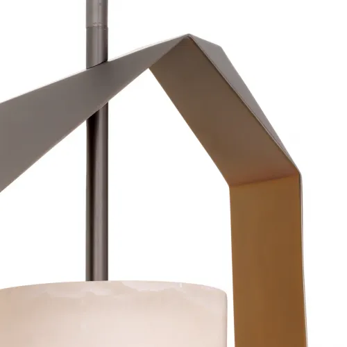 White alabaster tubular lampshade pendant light luxury ceiling lamp in gunmetal frame by Luxury Group International