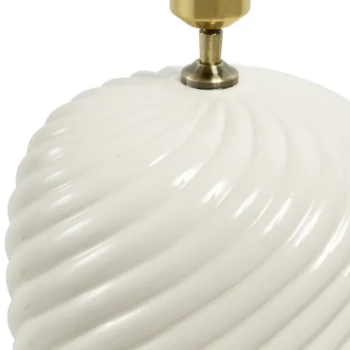 Lampada da Tavolo Moderna di Lusso in Ceramica Bianca con Finitura in Ottone Antico e Rilievo a Spirale di Luxury Group International