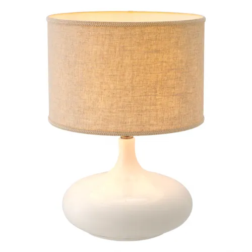 White Ceramic Luxury Modern Table Lamp With Antique Brass Finish by Luxury Group International